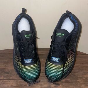 Skechers Black and Blue Gradient Max Cushion Steel Toe